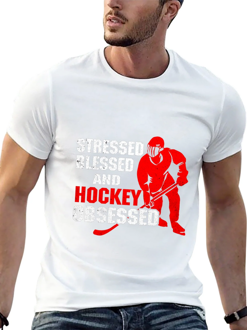 Stressed Blessed & Hockey Obsessed Black T-Shirt product image 12