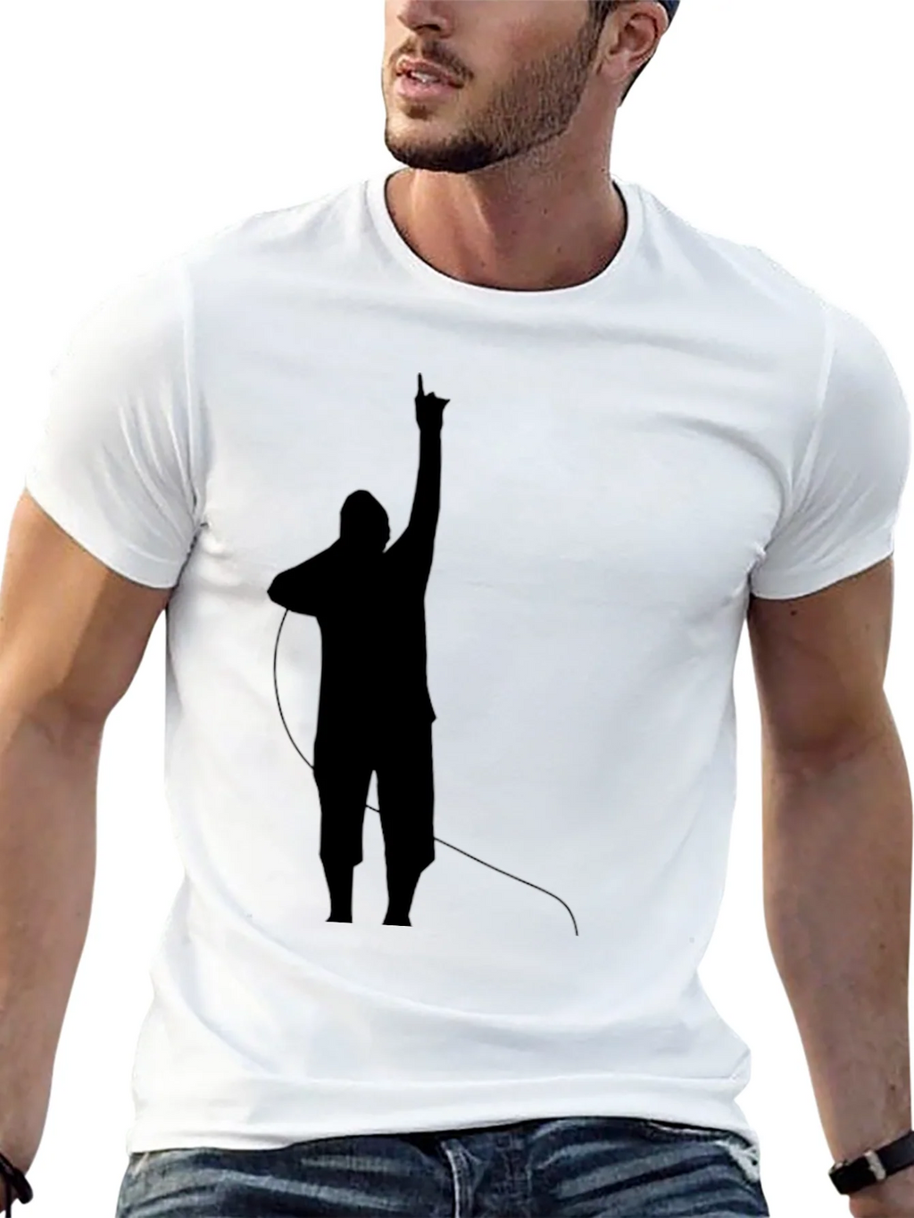Mens Black T-Shirt with Silhouette Design product image 12