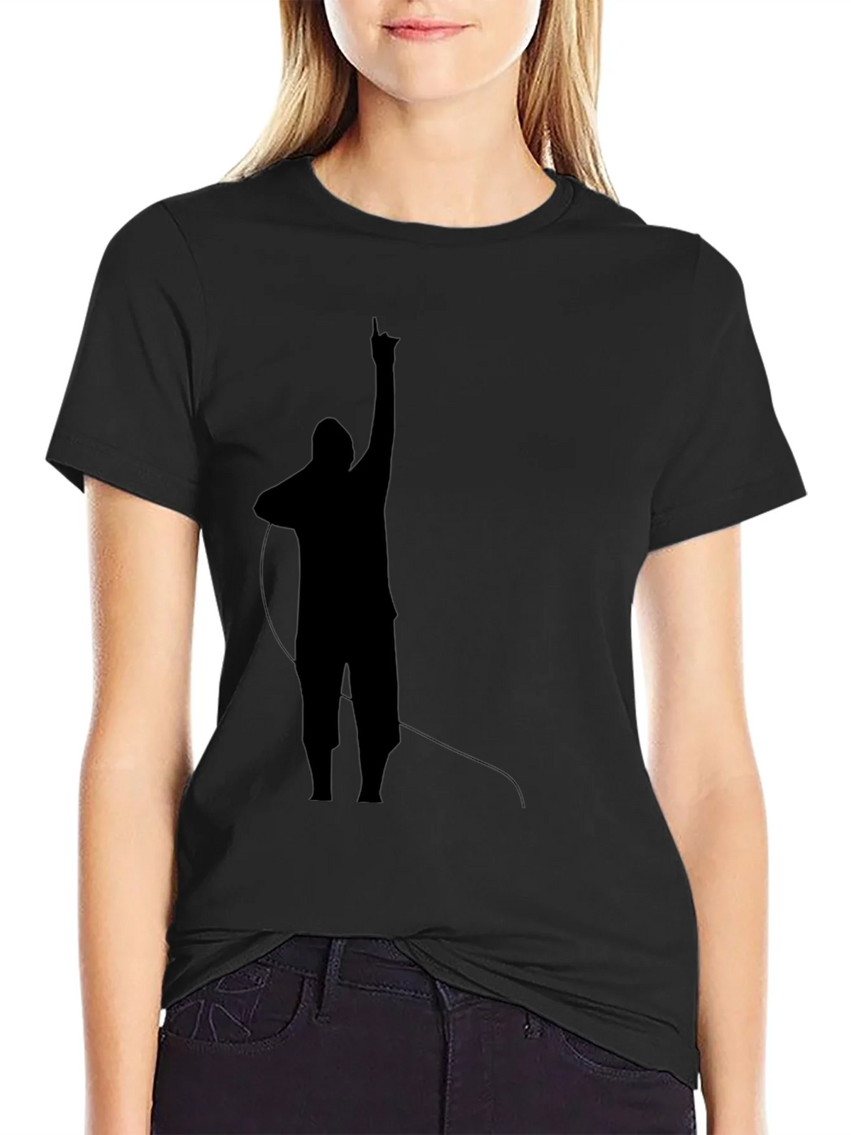 Mens Black T-Shirt with Silhouette Design product image 2