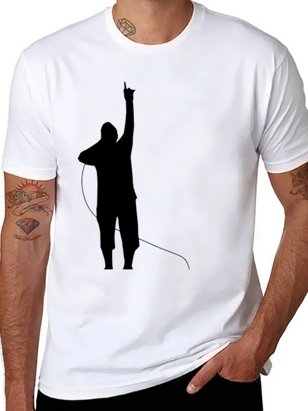 Mens Black T-Shirt with Silhouette Design product image 7
