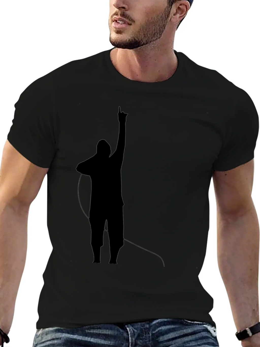 Mens Black T-Shirt with Silhouette Design product image 6