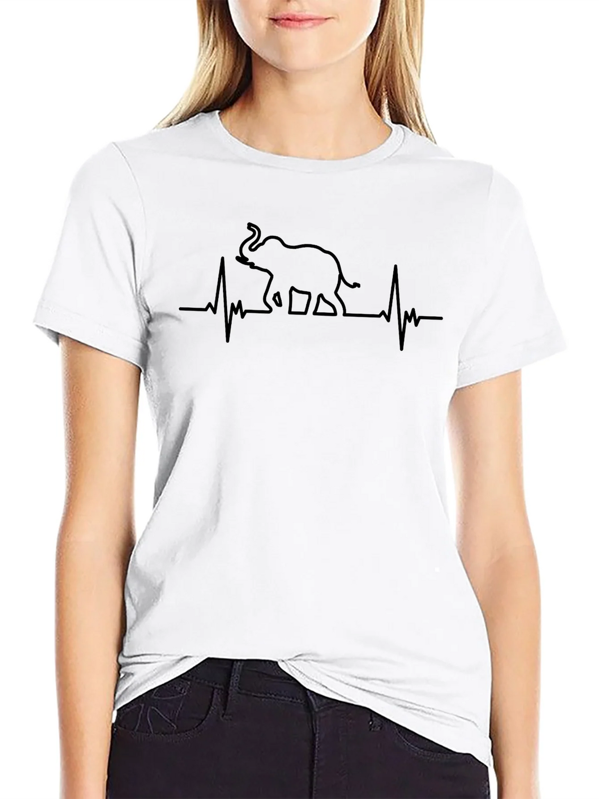 Elephant Heartbeat Graphic Tee - Black Crew Neck T-Shirt product image 8