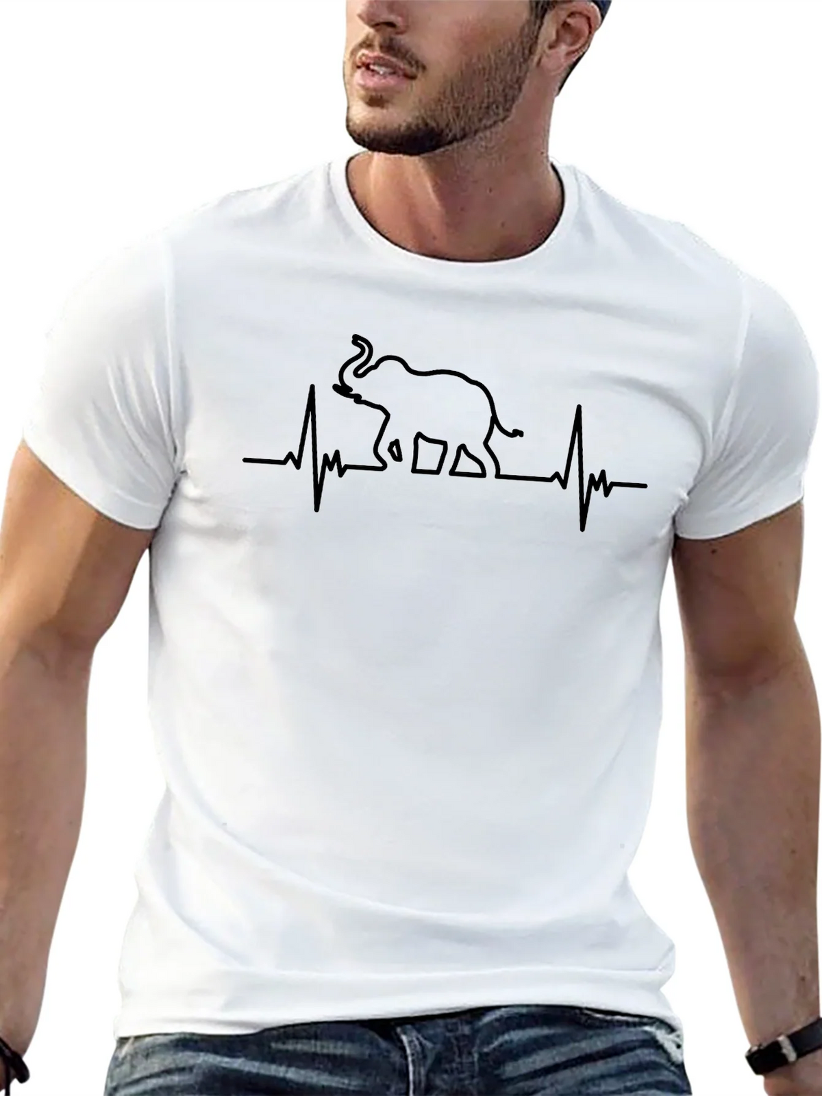 Elephant Heartbeat Graphic Tee - Black Crew Neck T-Shirt product image 12