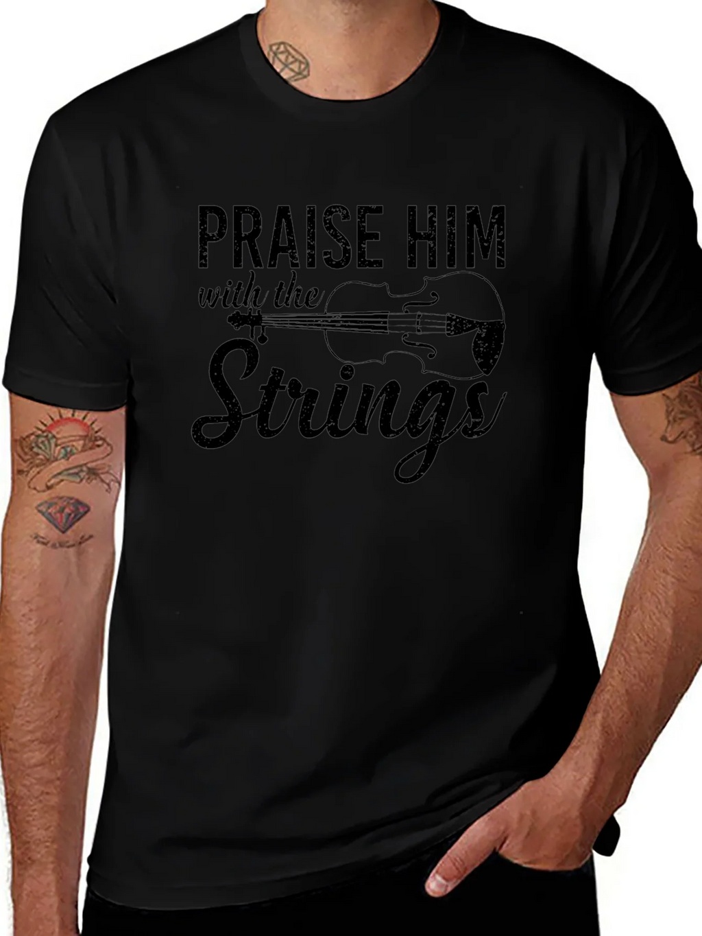 Praise Him With the Strings Black T-Shirt product image 1