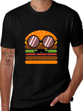 Burger with Mustache T-Shirt - Novelty Graphic Tee product image 1