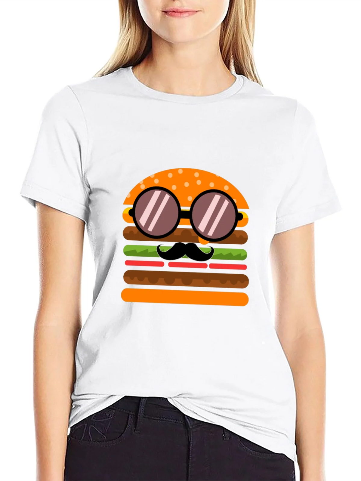 Burger with Mustache T-Shirt - Novelty Graphic Tee product image 8