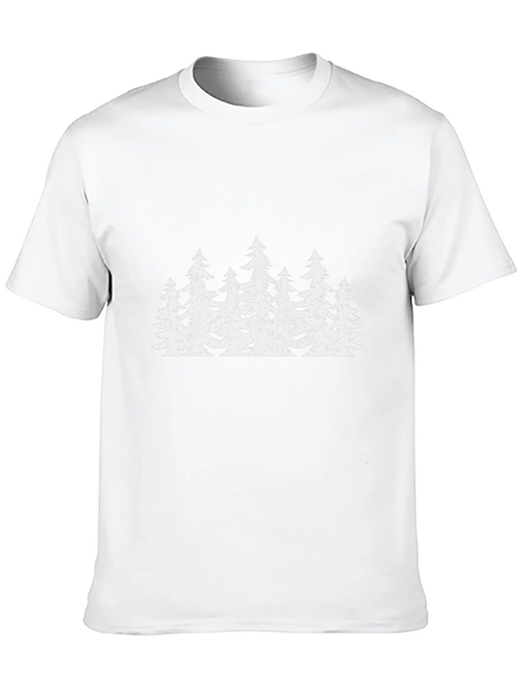 Mens Black T-Shirt with White Forest Tree Design product image 9