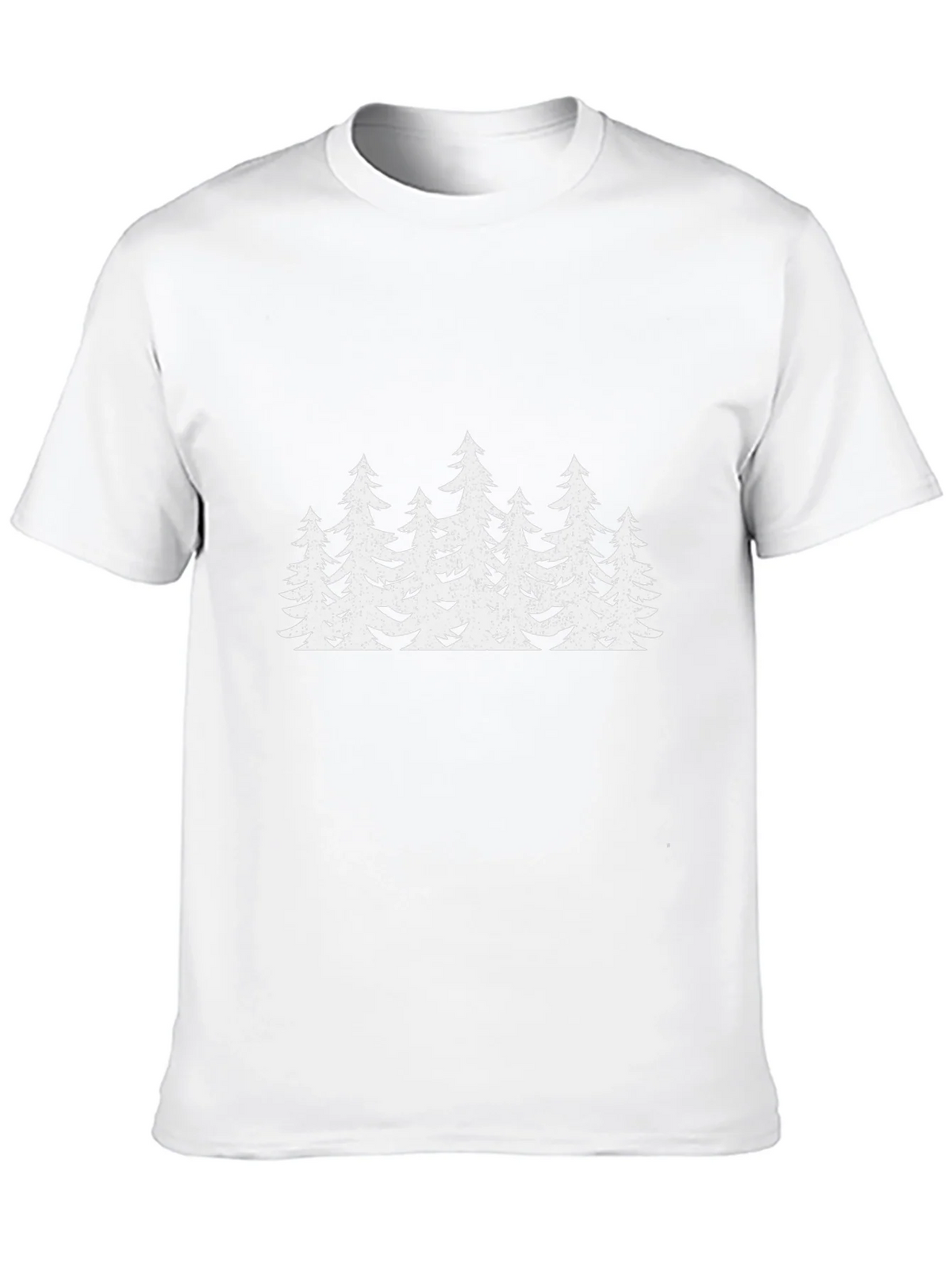 Mens Black T-Shirt with White Forest Tree Design product image 9