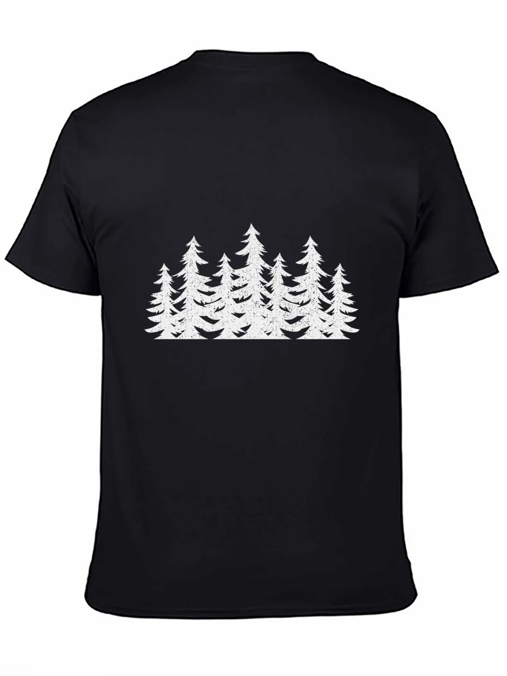 Mens Black T-Shirt with White Forest Tree Design product image 4