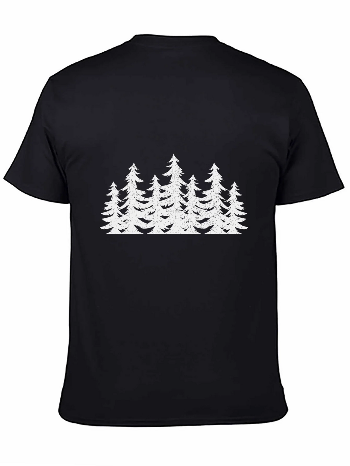 Mens Black T-Shirt with White Forest Tree Design product image 4