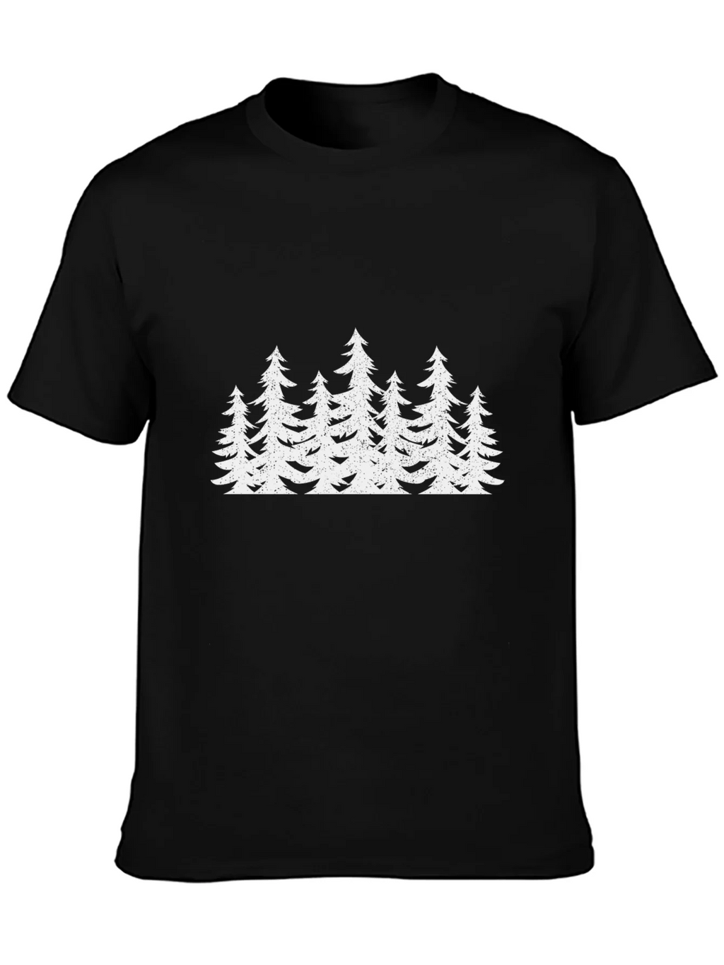 Mens Black T-Shirt with White Forest Tree Design product image 3