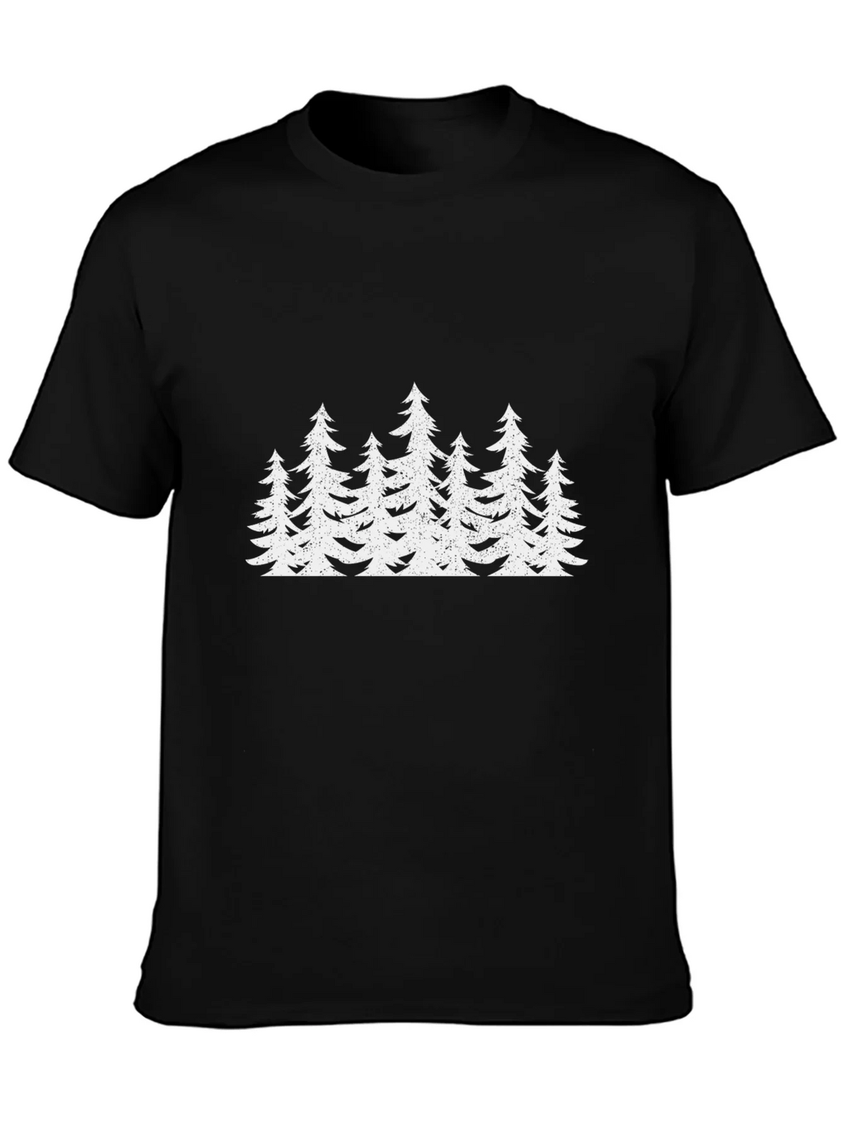 Mens Black T-Shirt with White Forest Tree Design product image 3