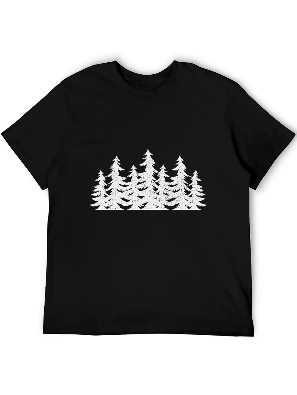 Mens Black T-Shirt with White Forest Tree Design product image 5