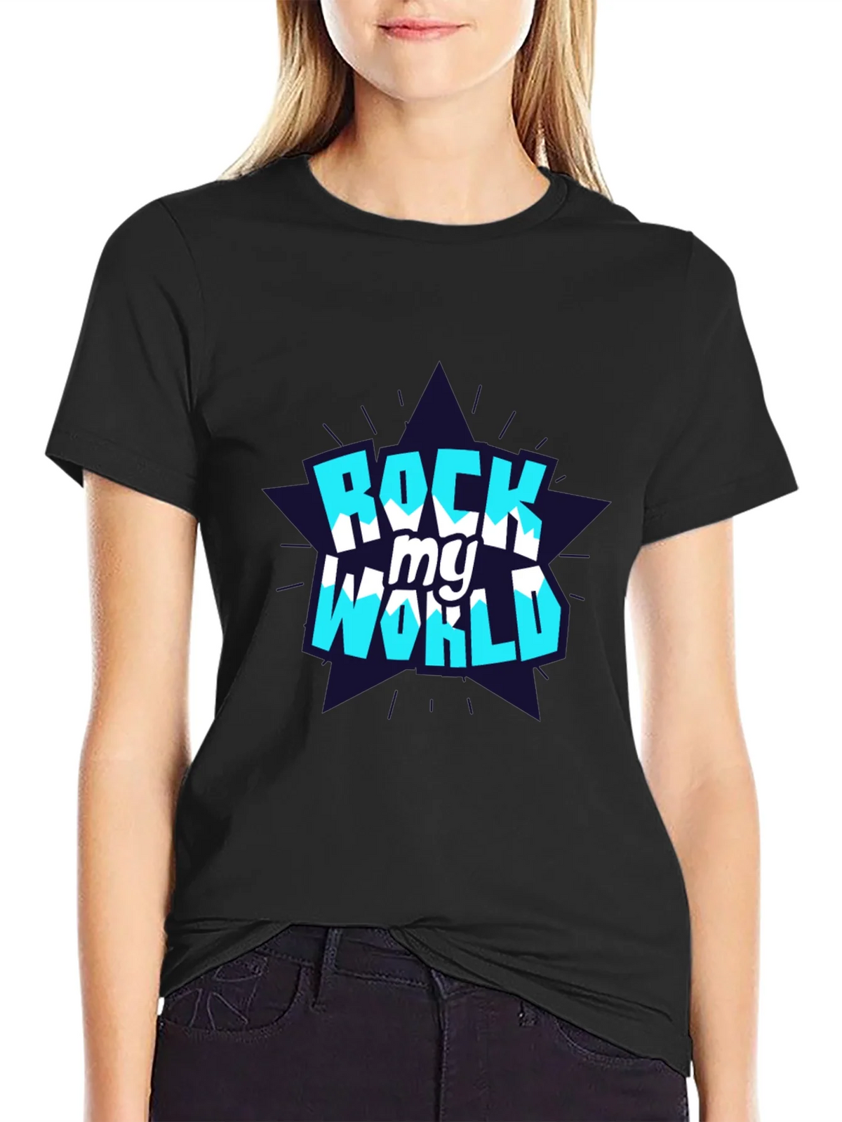 Rock My World Graphic Tee - Stylish Black Cotton T-Shirt product image 2