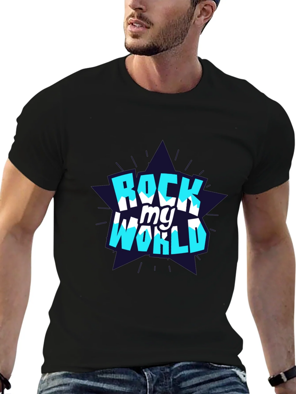 Rock My World Graphic Tee - Stylish Black Cotton T-Shirt product image 6