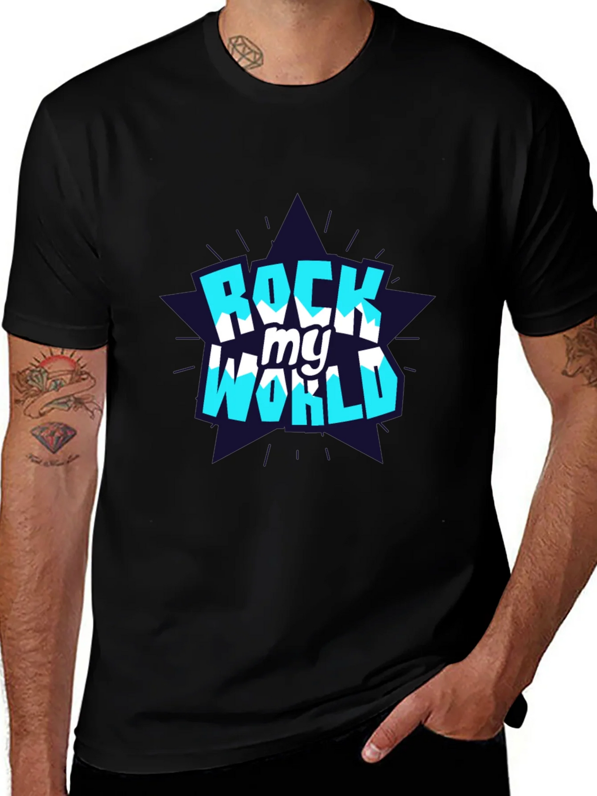 Rock My World Graphic Tee - Stylish Black Cotton T-Shirt product image 1