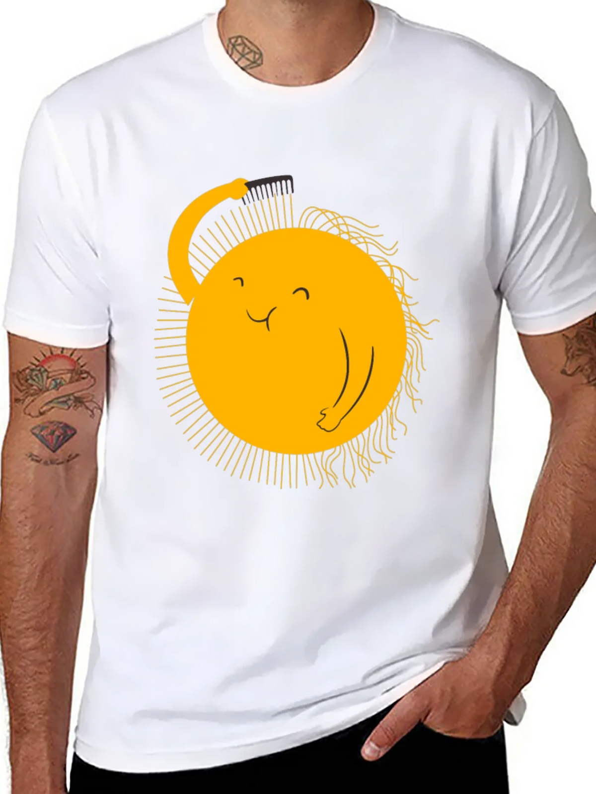 Funny Sun Combing Hair Graphic Tee product image 7