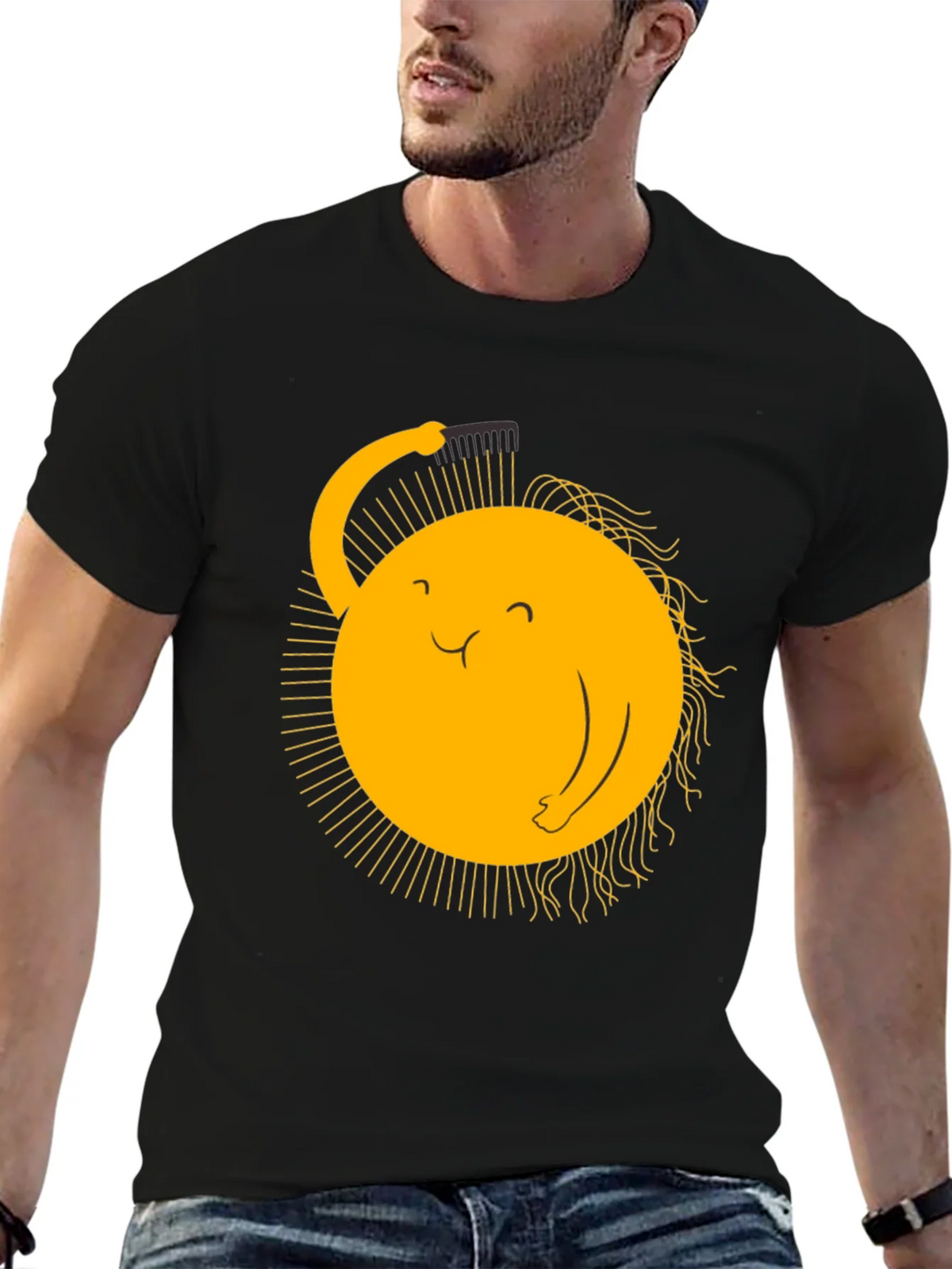 Funny Sun Combing Hair Graphic Tee product image 6