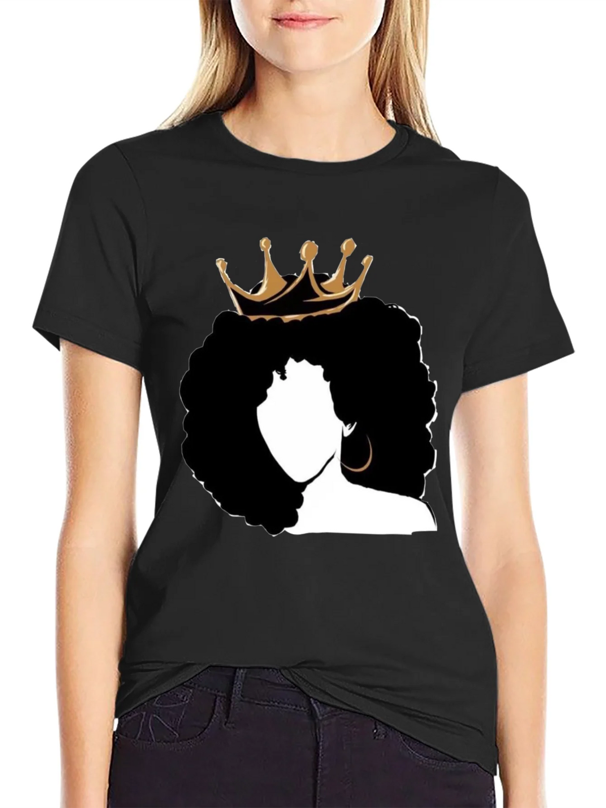 Queen Afro T-Shirt - Black Graphic Tee product image 2