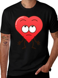Funny Heart Character Graphic T-Shirt - Black product image 1