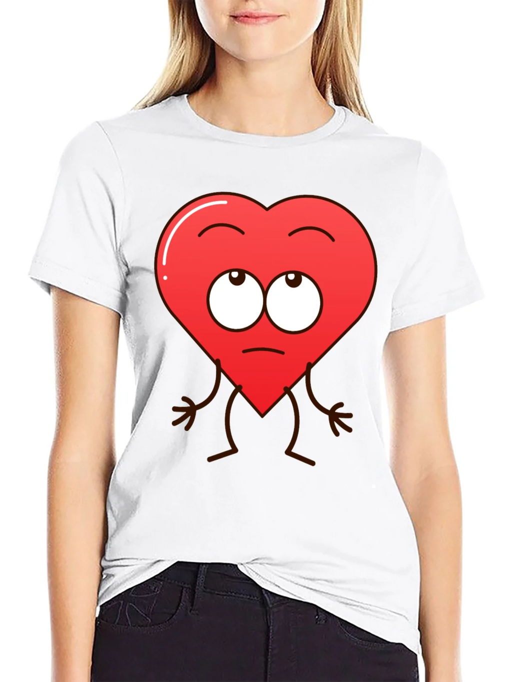 Funny Heart Character Graphic T-Shirt - Black product image 8