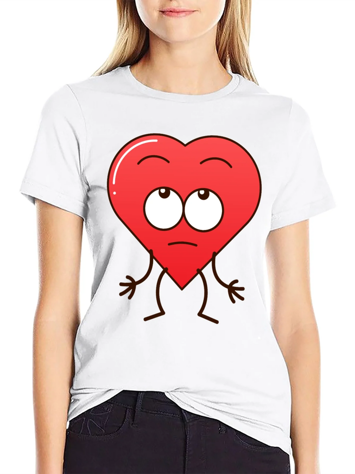 Funny Heart Character Graphic T-Shirt - Black product image 8