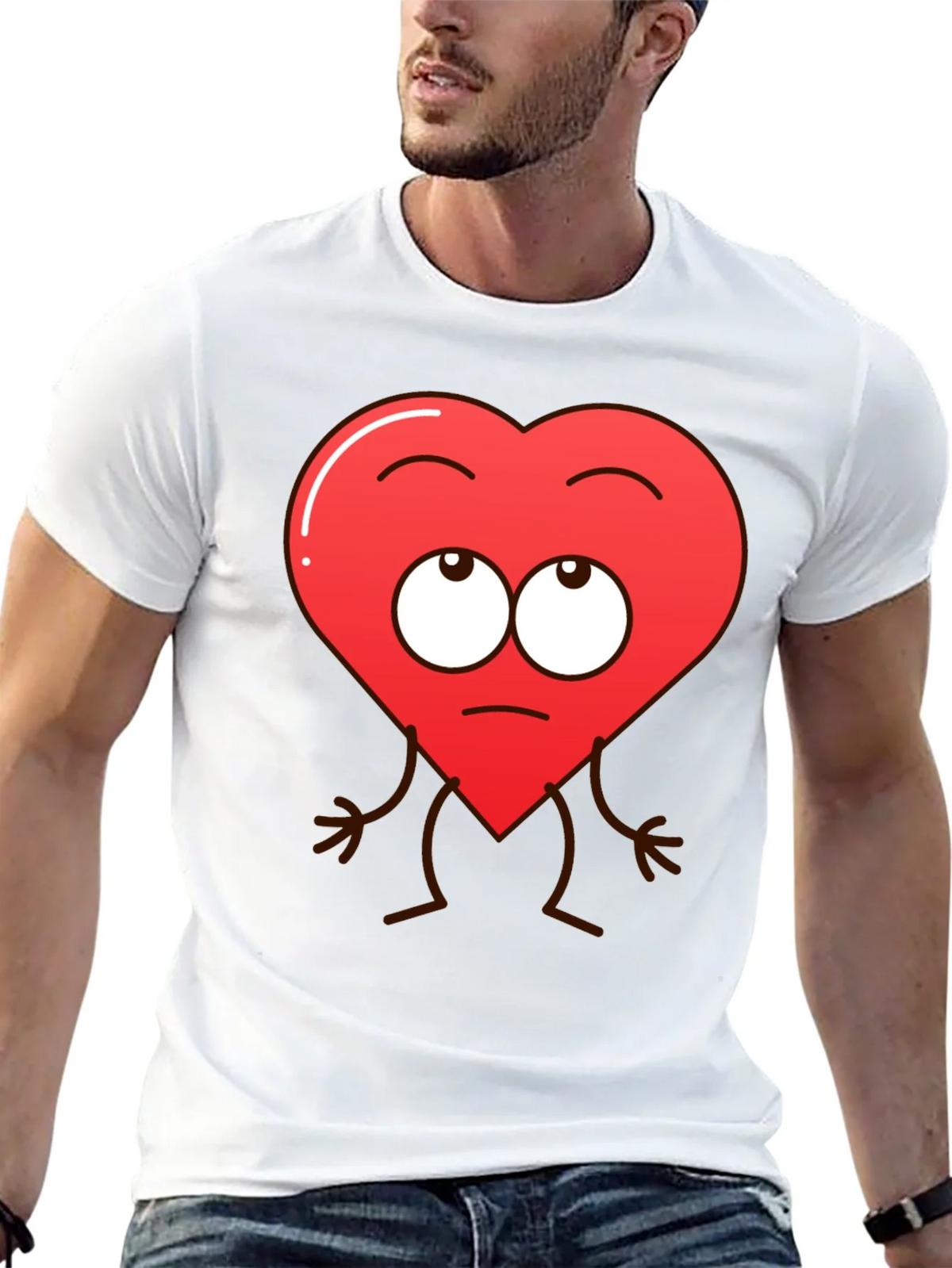 Funny Heart Character Graphic T-Shirt - Black product image 12