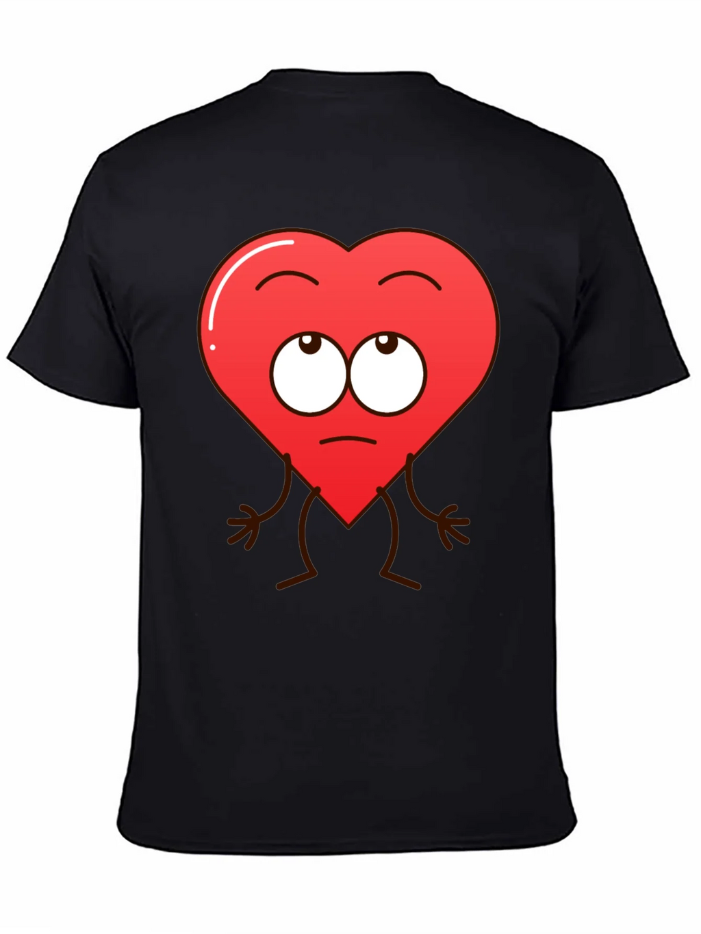 Funny Heart Character Graphic T-Shirt - Black product image 4