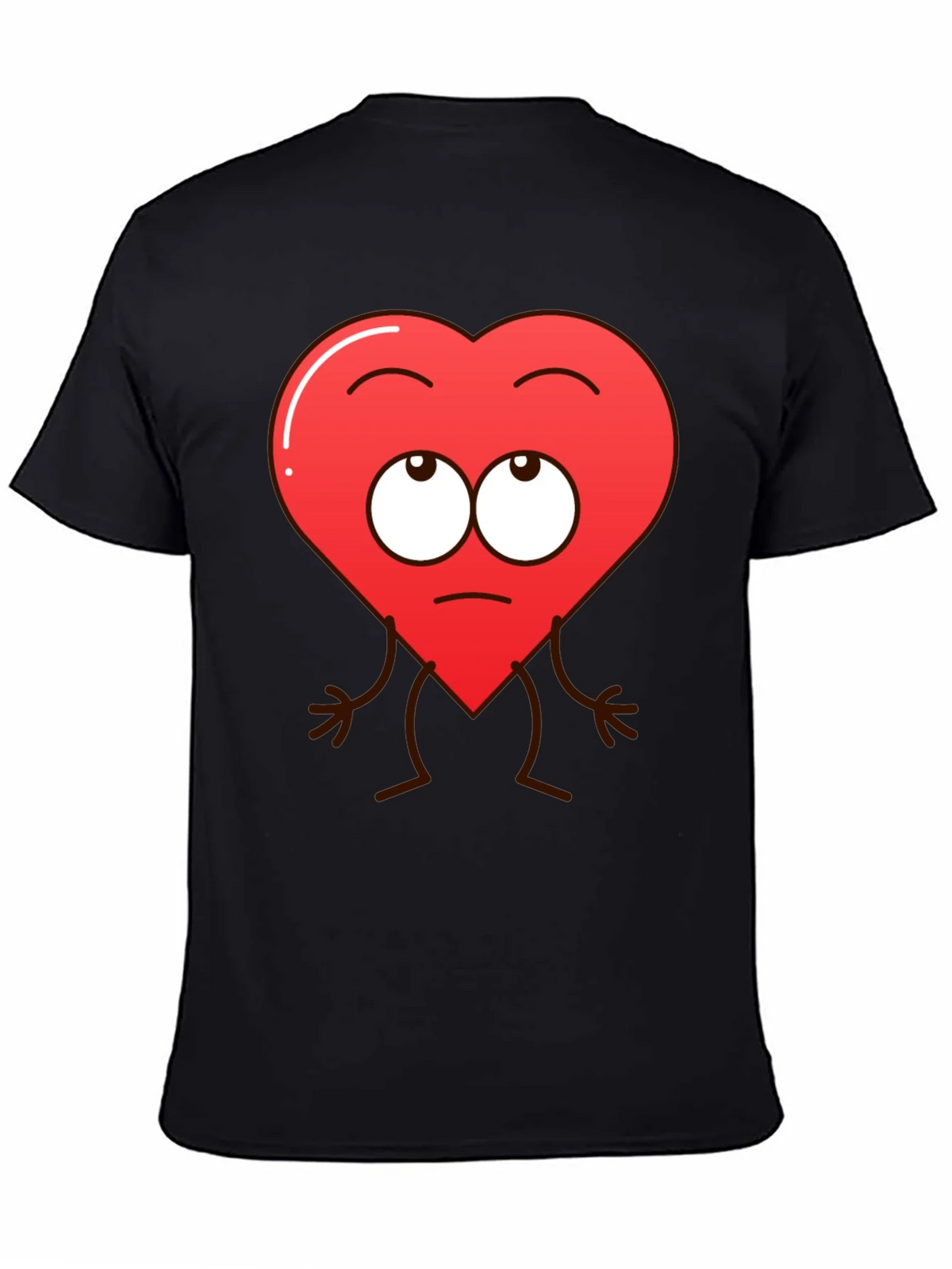 Funny Heart Character Graphic T-Shirt - Black product image 4