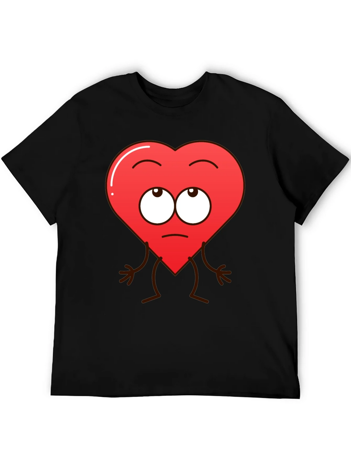 Funny Heart Character Graphic T-Shirt - Black product image 5