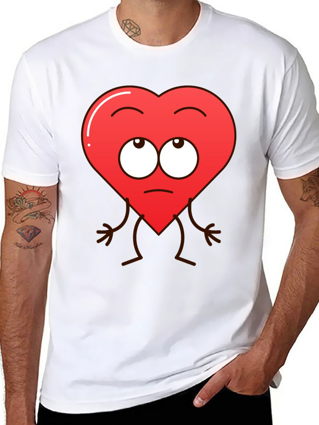 Funny Heart Character Graphic T-Shirt - Black product image 7