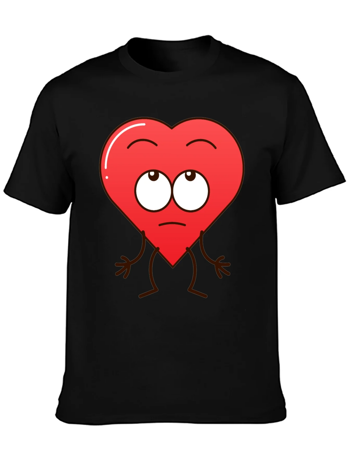 Funny Heart Character Graphic T-Shirt - Black product image 3