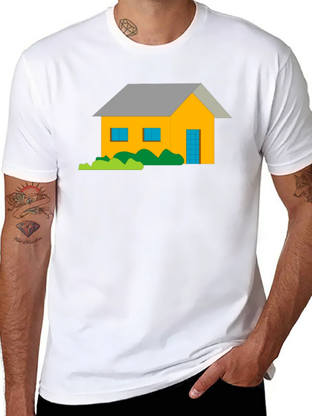 Cartoon House Graphic Tee - Black product image 7