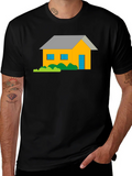 Cartoon House Graphic Tee - Black product image 1