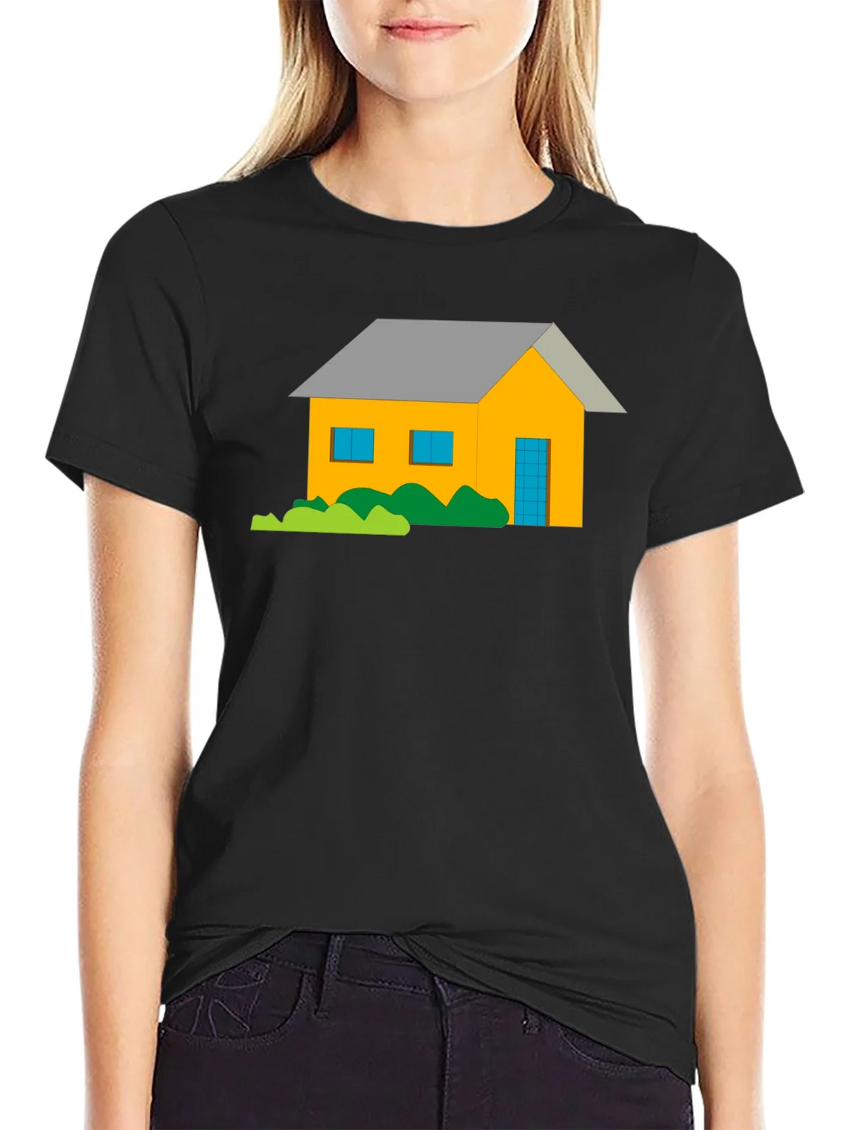 Cartoon House Graphic Tee - Black product image 2