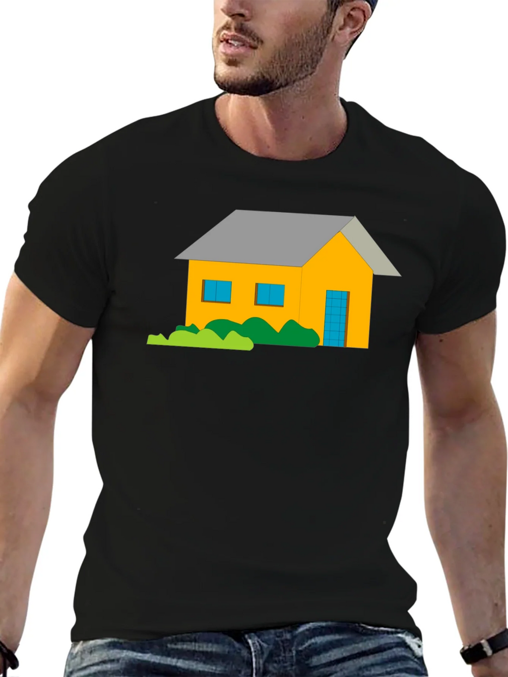 Cartoon House Graphic Tee - Black product image 6