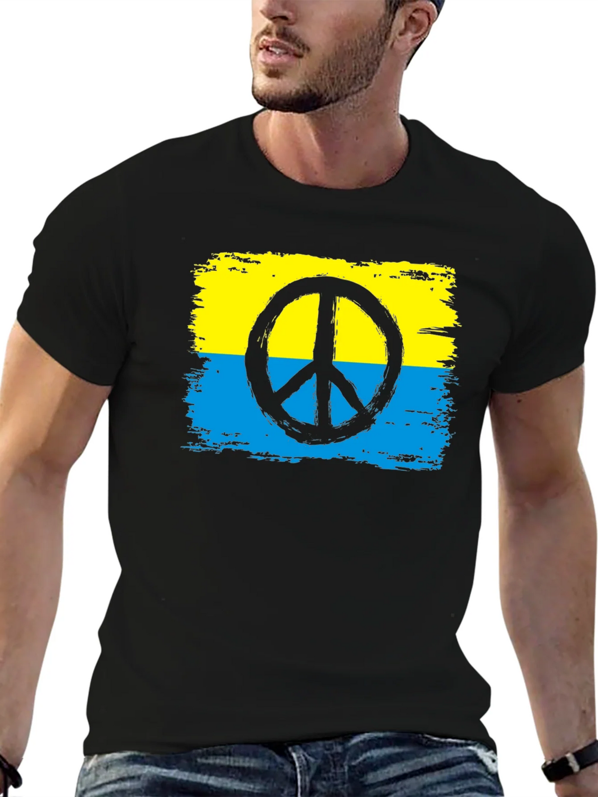Ukraine Peace Sign T-Shirt - Black product image 6