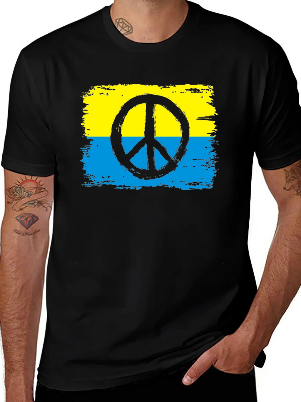 Ukraine Peace Sign T-Shirt - Black product image 1