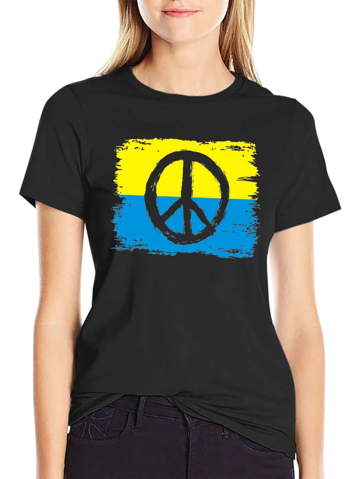 Ukraine Peace Sign T-Shirt - Black product image 2