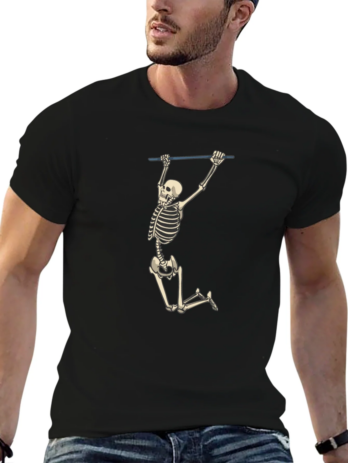 Skeleton Pull-Up Graphic Tee - Halloween Fun! product image 6