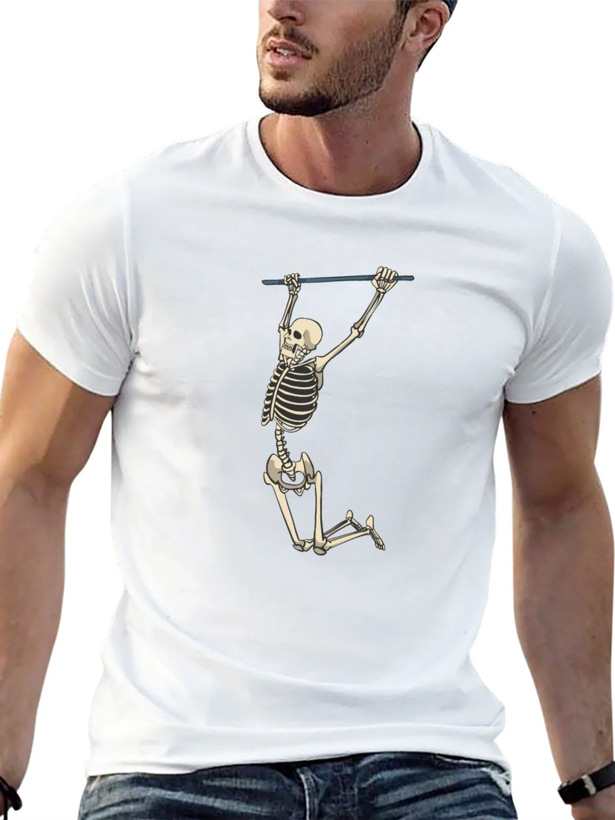 Skeleton Pull-Up Graphic Tee - Halloween Fun! product image 12