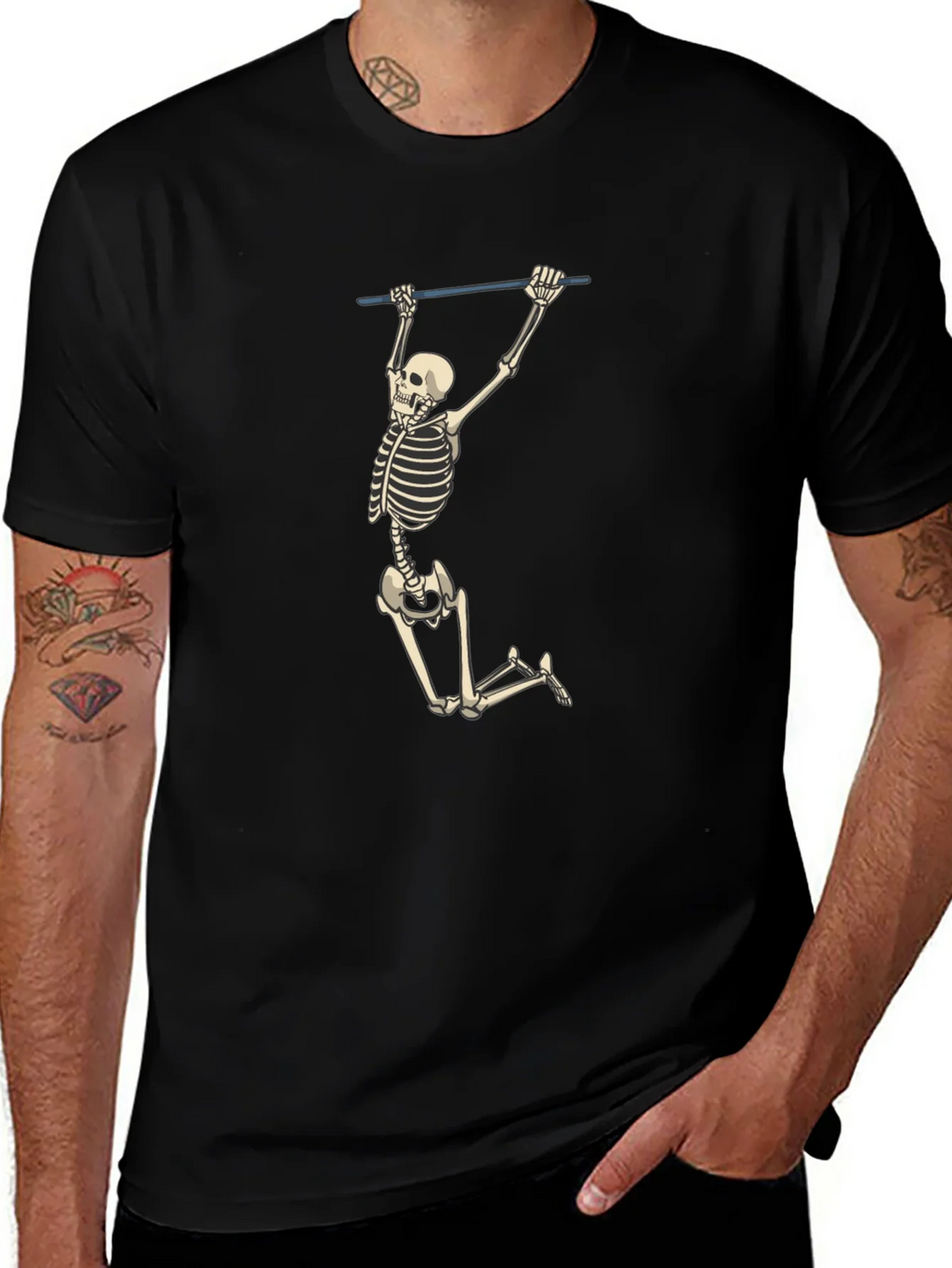Skeleton Pull-Up Graphic Tee - Halloween Fun! product image 1
