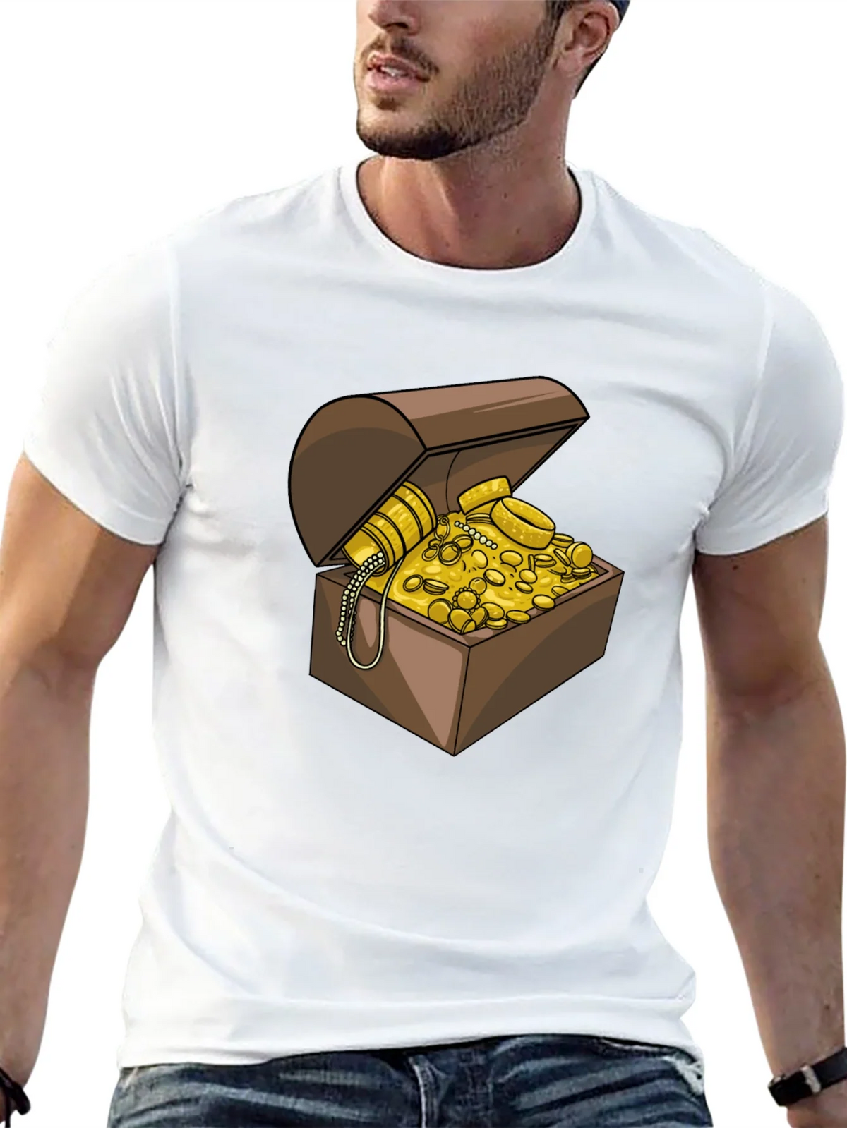 Treasure Chest Graphic Tee - Black Cotton Casual Shirt product image 12