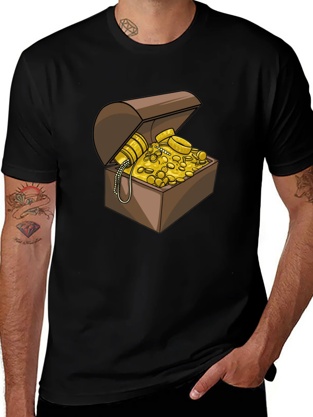 Treasure Chest Graphic Tee - Black Cotton Casual Shirt product image 1