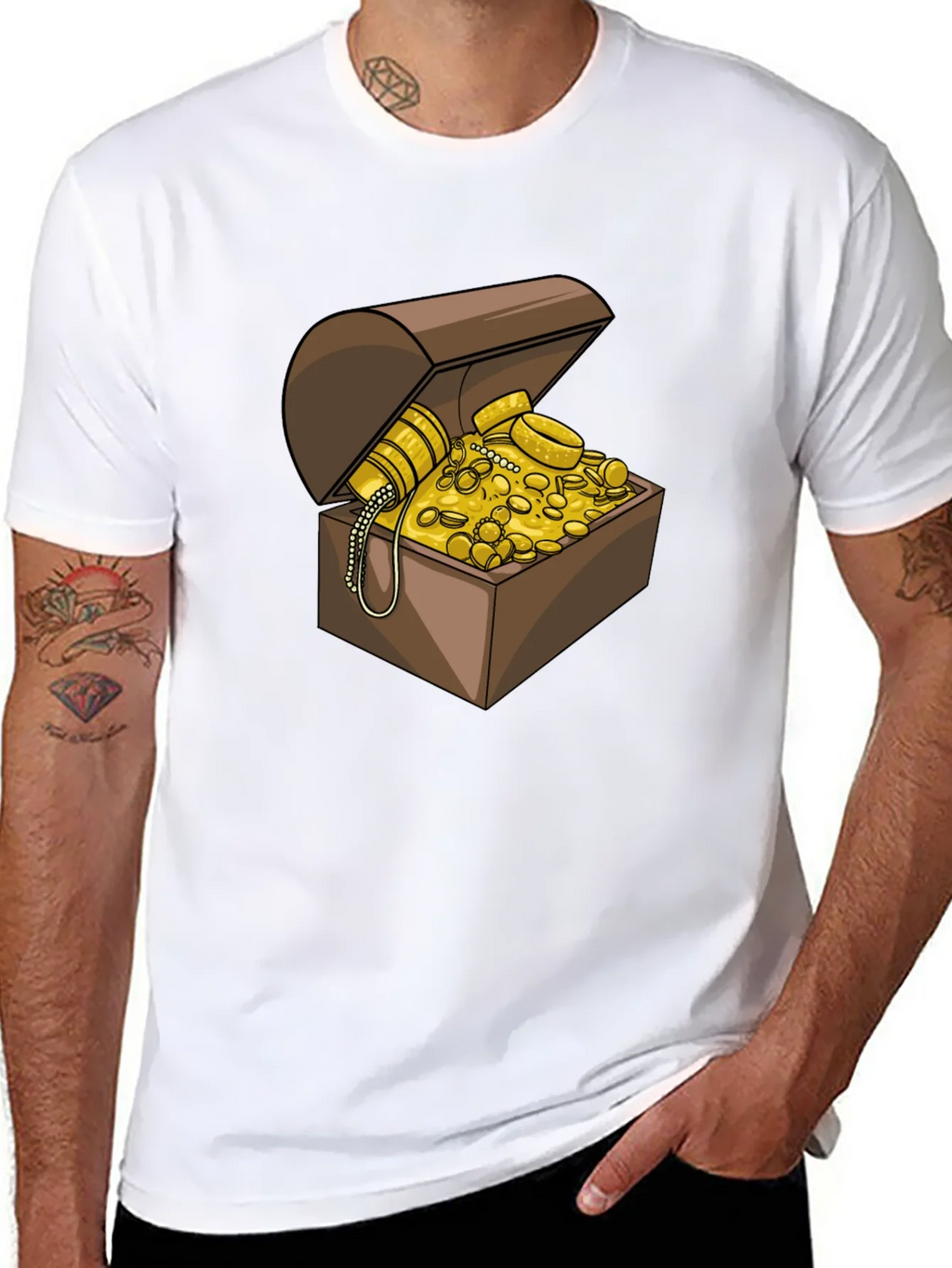 Treasure Chest Graphic Tee - Black Cotton Casual Shirt product image 7