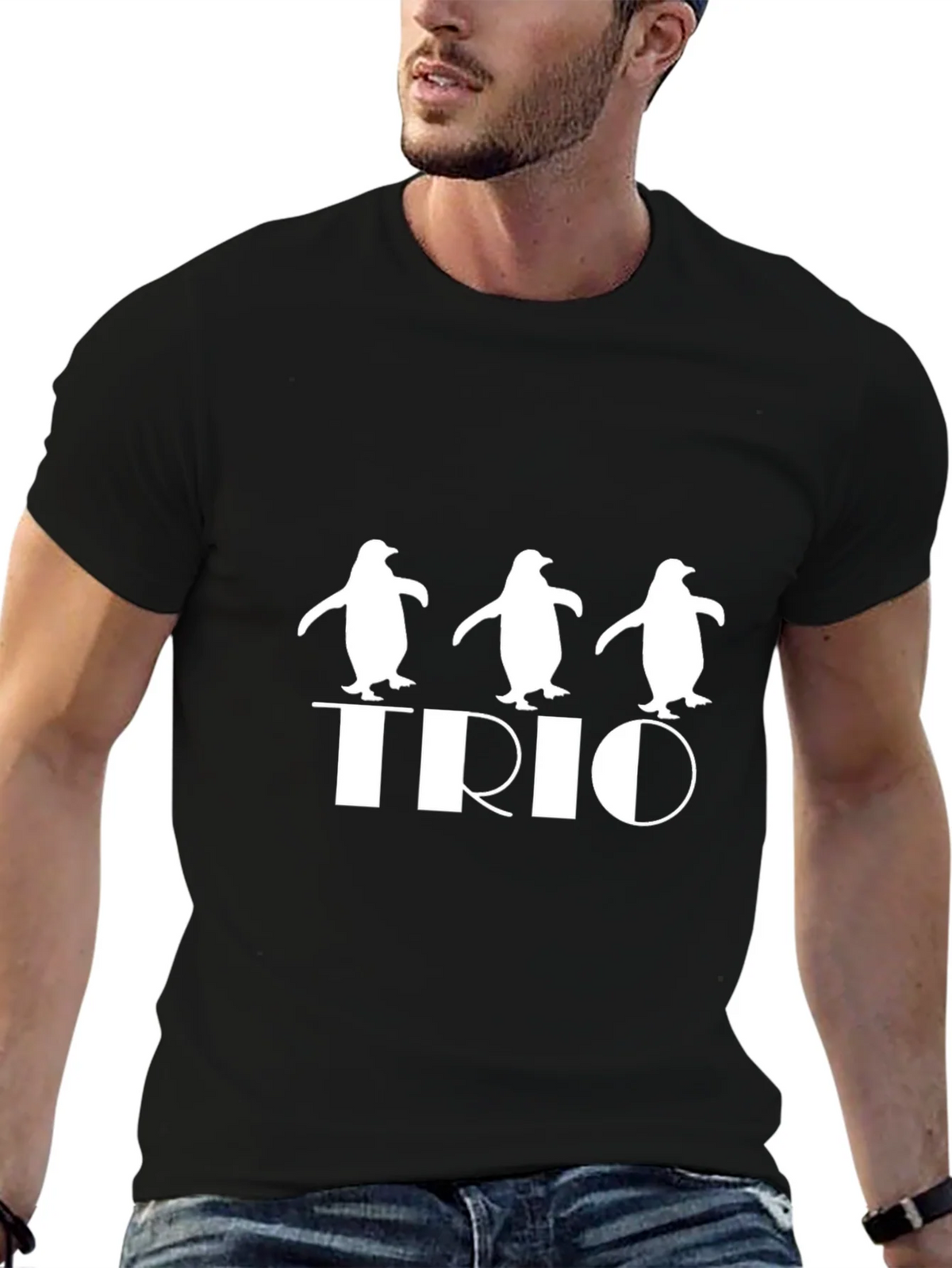 Penguin Trio Graphic Tee - Black Cotton T-Shirt product image 6