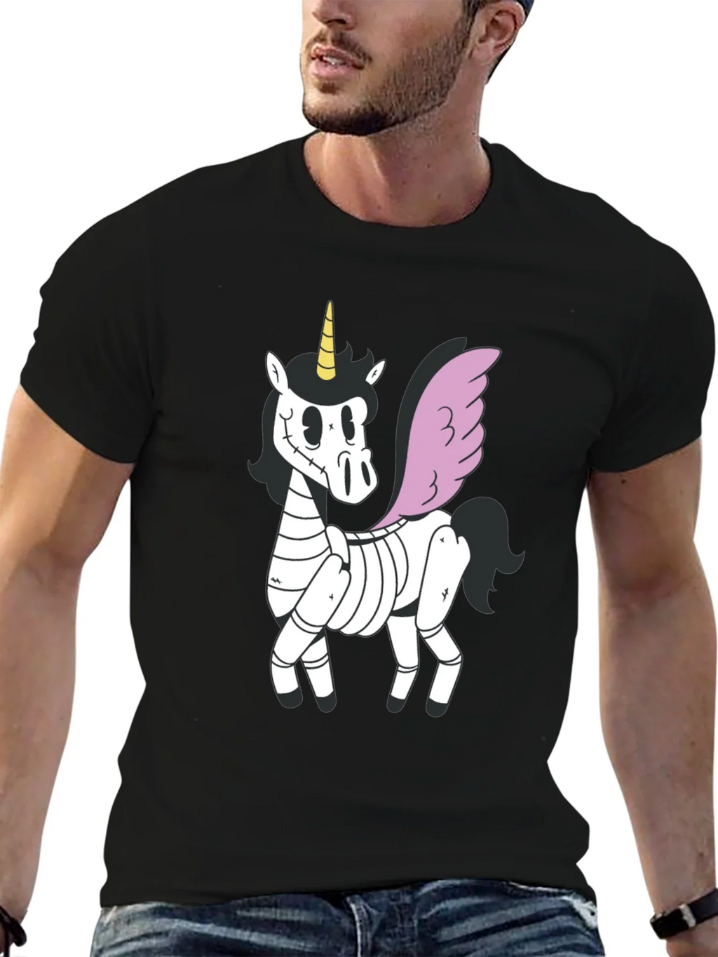 Spooky Unicorn Graphic Tee - Black Cotton T-Shirt product image 6