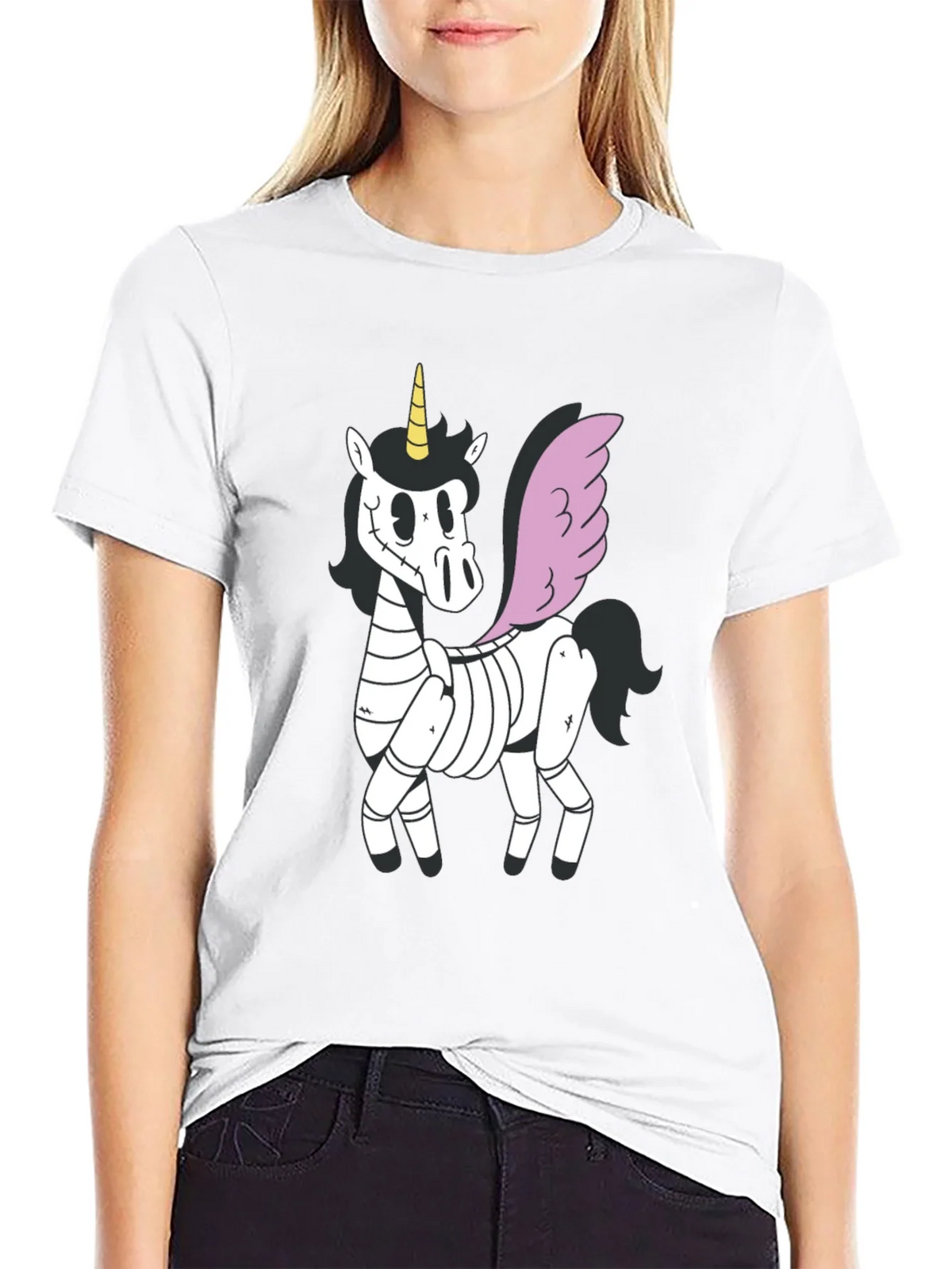 Spooky Unicorn Graphic Tee - Black Cotton T-Shirt product image 8