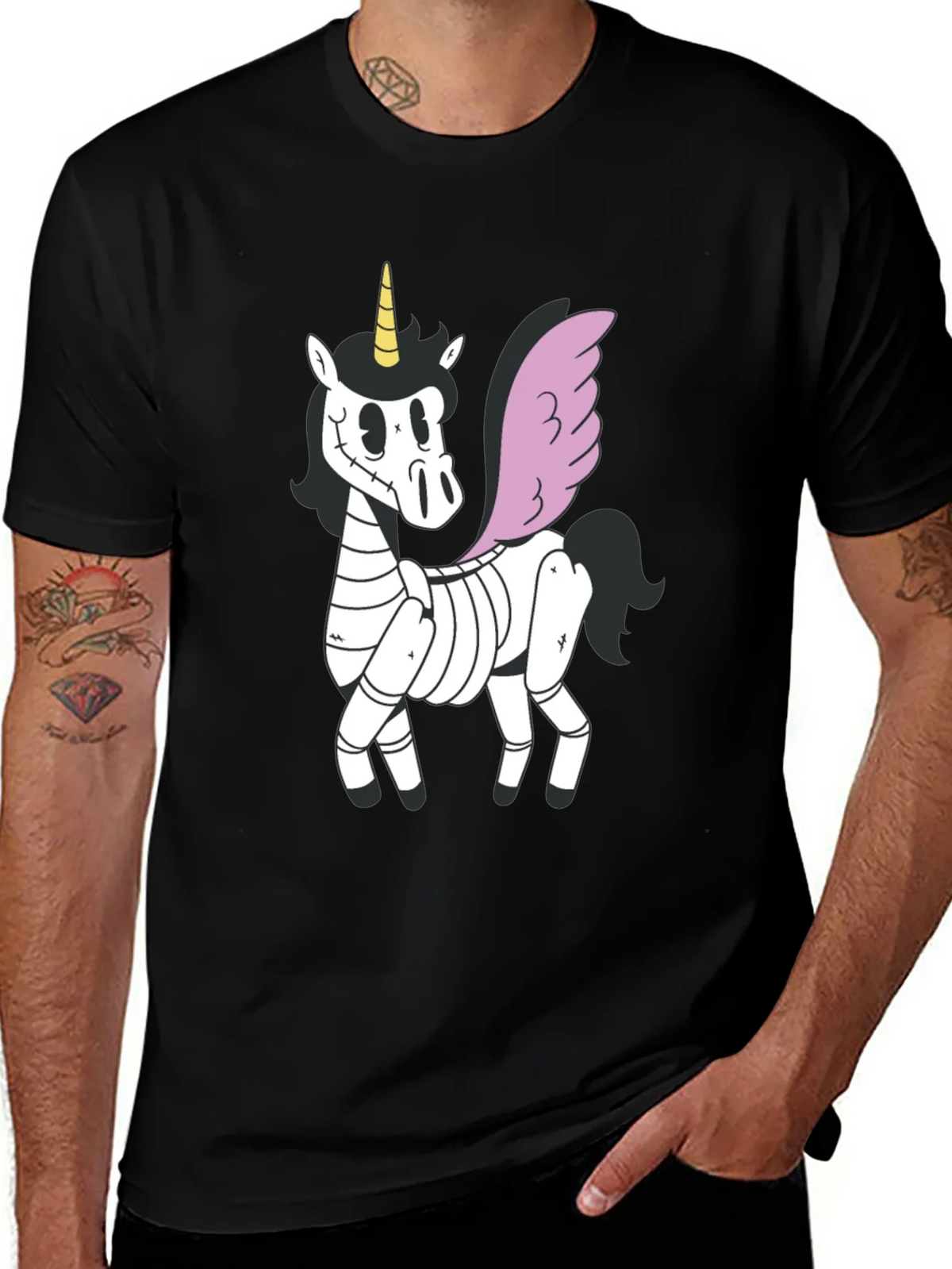 Spooky Unicorn Graphic Tee - Black Cotton T-Shirt product image 1