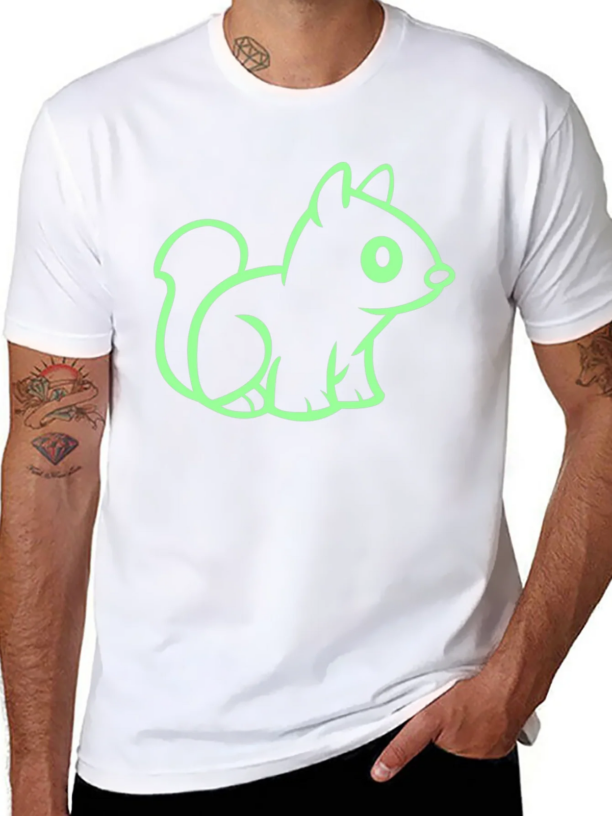 Cute Squirrel Graphic Tee - Black Cotton T-Shirt product image 7